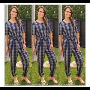 Madewell blue plaid jumpsuit. Size 12